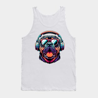 Neapolitan Mastiff as Smiling DJ with Headphones and Sunglasses Tank Top